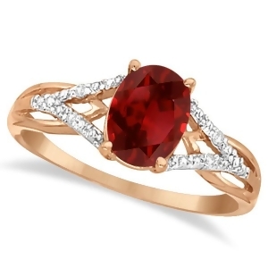 Oval Garnet and Diamond Cocktail Ring in 14K Rose Gold 1.42 ctw - All