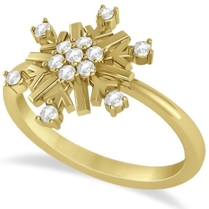 Large Diamond Snowflake Shaped Fashion Ring 14k Yellow Gold 0.20ctw - All
