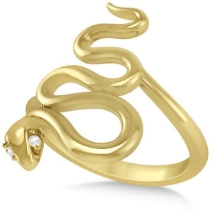 Diamond Eyed Snake Fashion Ring in 14k Yellow Gold .03 carat - All
