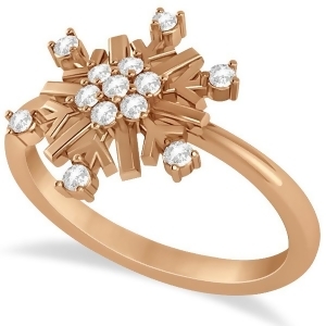 Large Diamond Snowflake Shaped Fashion Ring 14k Rose Gold 0.20ctw - All