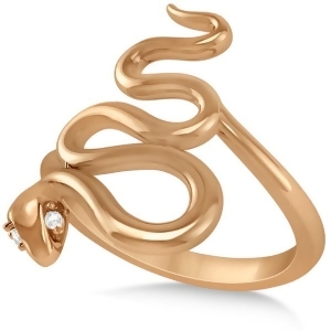 Diamond Eyed Snake Fashion Ring in 14k Rose Gold .03 carat - All