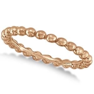 Women's Plain Metal Solid Beaded Stackable Ring 14k Rose Gold - All