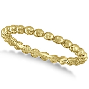 Women's Plain Metal Solid Beaded Stackable Ring 14k Yellow Gold - All
