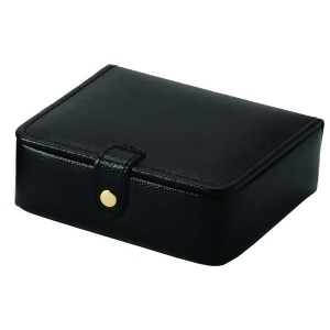 Pigskin Lined Black Leather Ring and Jewelry Box For Home or Travel - All