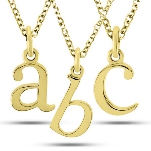 Lower-case Block Letter Single Initial Pendant Necklace 14k Yellow Gold - All