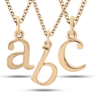 Lower-case Block Letter Single Initial Pendant Necklace 14k Rose Gold - All
