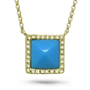 0.09Ct Diamond and 0.73ct Composite Turquoise 14k Yellow Gold Necklace - All