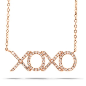 0.19Ct 14k Rose Gold Diamond ''Xoxo'' Necklace - All