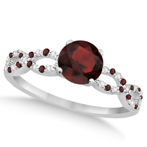 Diamond and Garnet Infinity Engagement Ring 14K White Gold 1.45ct - All