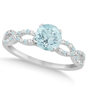 Diamond and Aquamarine Infinity Engagement Ring 14K White Gold 1.40ct - All