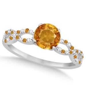 Infinity Diamond and Citrine Engagement Ring 14K White Gold 1.05ct - All
