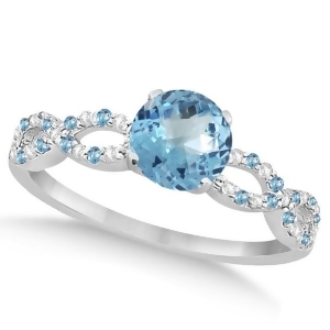 Infinity Diamond and Blue Topaz Engagement Ring 14K White Gold 1.05ct - All