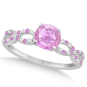 Infinity Diamond and Pink Sapphire Engagement Ring 14K White Gold 1.05ct - All