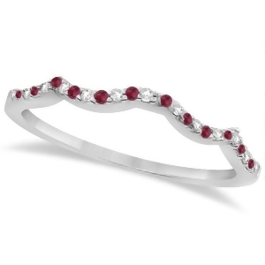 Diamond and Ruby Contour Wedding Band 14K White Gold 0.24ct - All