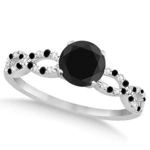 Infinity Diamond and Black Diamond Engagement Ring 14K White Gold 0.71ct - All