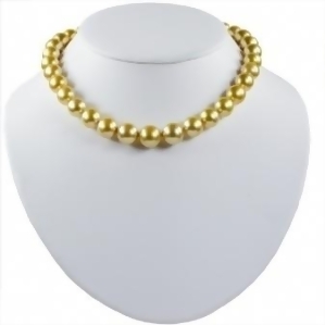 Golden South Sea Pearls Strand Necklace 14k Yellow Gold 10-13mm - All