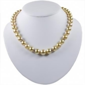 Golden South Sea Pearl Strand Necklace w/ Diamonds 14k Y Gold 10-13mm - All