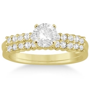 Petite Diamond Bridal Ring Set 18k Yellow Gold 0.35ct - All
