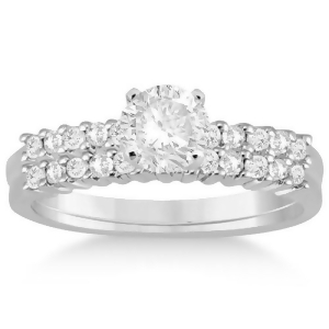 Petite Diamond Bridal Ring Set 18k White Gold 0.35ct - All