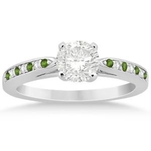 Peridot and Diamond Engagement Ring 18k White Gold 0.26ct - All