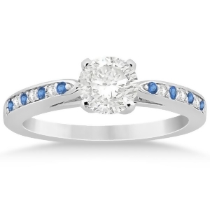 Blue Topaz and Diamond Engagement Ring 18k White Gold 0.26ct - All
