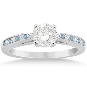 Aquamarine and Diamond Engagement Ring Palladium 0.26ct - All