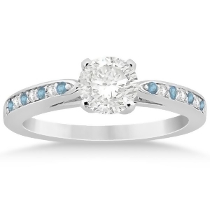 Aquamarine and Diamond Engagement Ring 14k White Gold 0.26ct - All