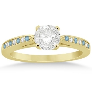 Aquamarine and Diamond Engagement Ring 18k Yellow Gold 0.26ct - All