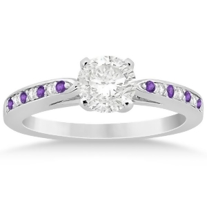Amethyst and Diamond Engagement Ring Platinum 0.26ct - All