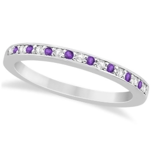 Amethyst and Diamond Wedding Band 14k White Gold 0.29ct - All