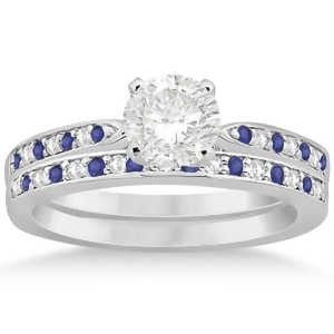 Tanzanite and Diamond Engagement Ring Set 18k White Gold 0.55ct - All