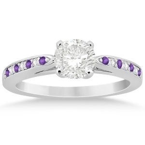 Amethyst and Diamond Engagement Ring 18k White Gold 0.26ct - All