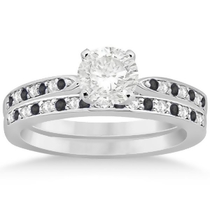 Black and White Diamond Engagement Ring Set Palladium 0.55ct - All