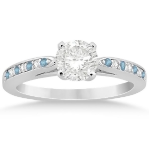 Aquamarine and Diamond Engagement Ring 18k White Gold 0.26ct - All