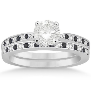 Black and White Diamond Engagement Ring Set Platinum 0.55ct - All