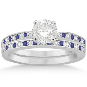 Tanzanite and Diamond Engagement Ring Set 14k White Gold 0.55ct - All