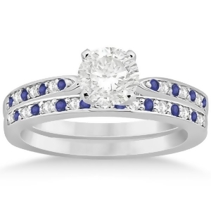 Tanzanite and Diamond Engagement Ring Set 14k White Gold 0.55ct - All