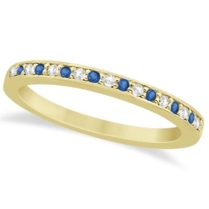 Blue Topaz and Diamond Wedding Band 14k Yellow Gold 0.29ct - All