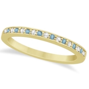 Aquamarine and Diamond Wedding Band 14k Yellow Gold 0.29ct - All