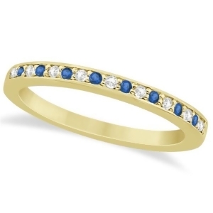 Blue Topaz and Diamond Wedding Band 18k Yellow Gold 0.29ct - All