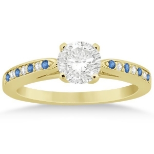 Blue Topaz and Diamond Engagement Ring 14k Yellow Gold 0.26ct - All