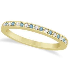 Aquamarine and Diamond Wedding Band 18k Yellow Gold 0.29ct - All