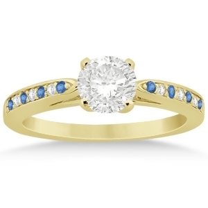 Blue Topaz and Diamond Engagement Ring 18k Yellow Gold 0.26ct - All