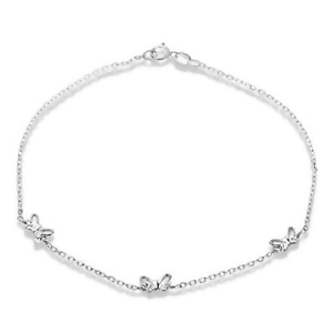 Anklet with Butterflies 10 Inch Cable Chain in Sterling Silver - All