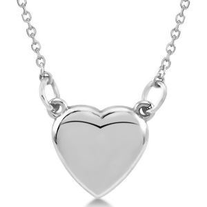 Heart Necklace with 18 inch Chain for Women Crafted of 14k White Gold - All