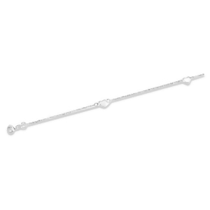 Diamond Cut Cable Anklet with Heart Shapes Crafted in 14k White Gold - All