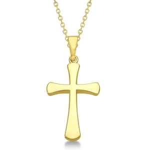 Rounded Cross Pendant for Men or Women in 14k Yellow Gold - All