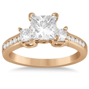Round and Princess Cut 3 Stone Diamond Engagement Ring 18k R. Gold 0.50ct - All