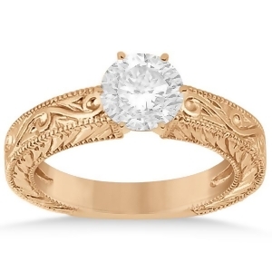 Filigree Designed Solitaire Engagement Ring Setting 18K Rose Gold - All
