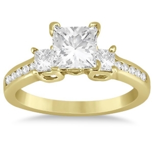 Round and Princess Cut 3 Stone Diamond Engagement Ring 18k Y. Gold 0.50ct - All